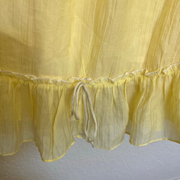 Billy J Halo Maxi Dress Lemon Yellow Polyester Ruffle Tiered Spaghetti Strap - Picture 7 of 14